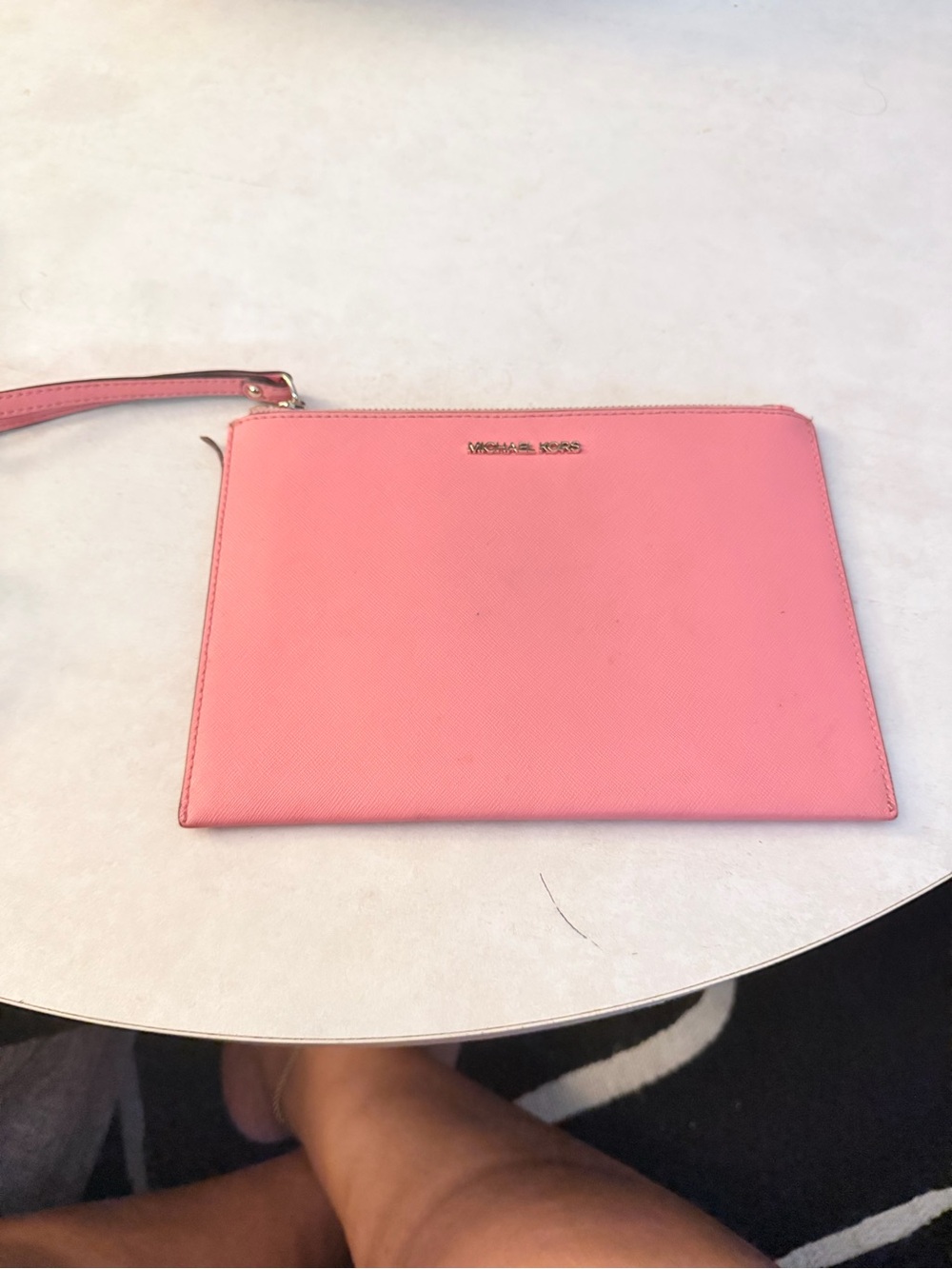 Michael Kors Coral Pink Saffiano Wristlet Clutch